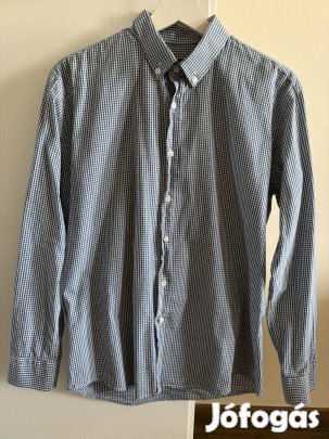 Újszerű Ombre Férfi Kék Apró Kockás Hosszú Ujjú Ing M