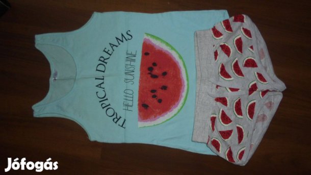Újszerű Pepco lányka ujjatlan nyári dinnyés pizsama 134 - 140