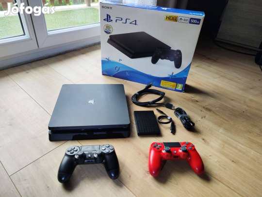Újszerű Playstation PS4 Slim 500GB + 2 gyári kontroller + 1TB HDD