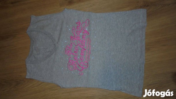 Újszerű Retro szürke pink strasszos női ujjatlan póló trikó - S - M