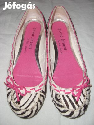 Újszerű River Island valódi szőr bőr zebra mintás balerina cipő - 38