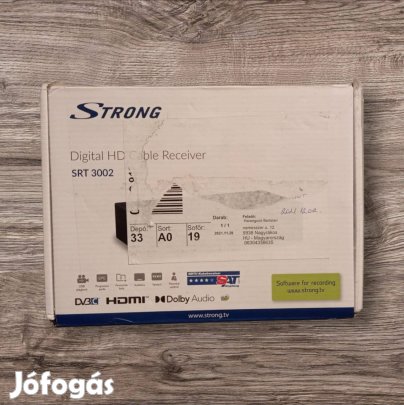 Újszerű Strong SRT 3002 digitális kábel tv beltéri egység (Dvbc)