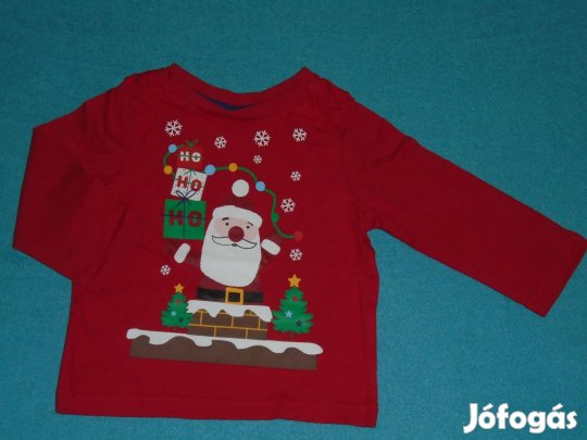 Újszerű Télapó mintás hosszú ujjú felső 9-12 hó méret 80