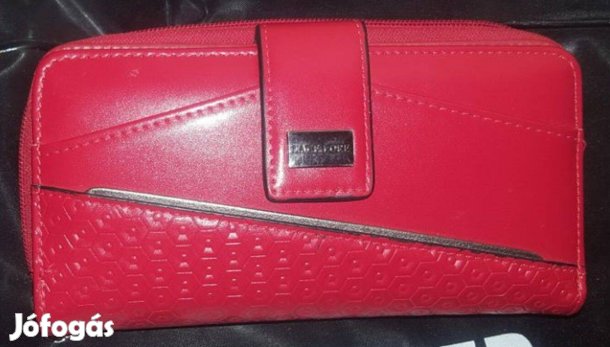 Újszerű, Vegán egyedi piros pénztárca + névjegykártya tartó Akció %%
