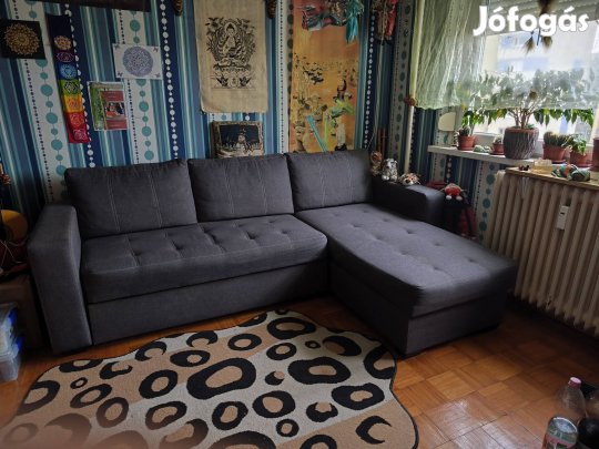 Újszerű ágyazható sarokkanapé 140x200 + ágyneműtartó (jobbos/balos!)