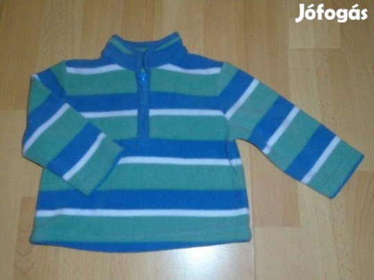 Újszerű csíkos polár pulóver 3-6 hó (méret 68) kék zöld