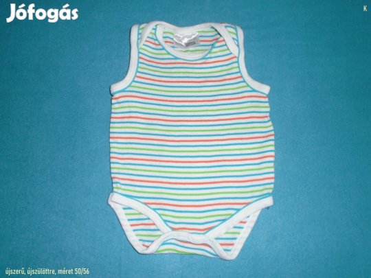 Újszerű csíkos ujjatlan body újszülöttre méret 50 / 56