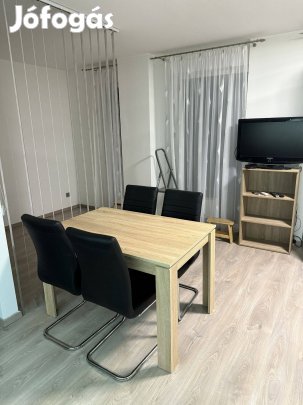 Újszerű étkezőasztal 4db szánkótalpas székkel