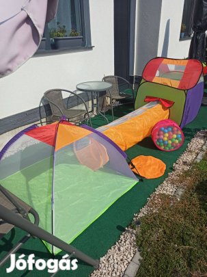 Újszerű gyerek sátor alagúttal, labdákkal eladó