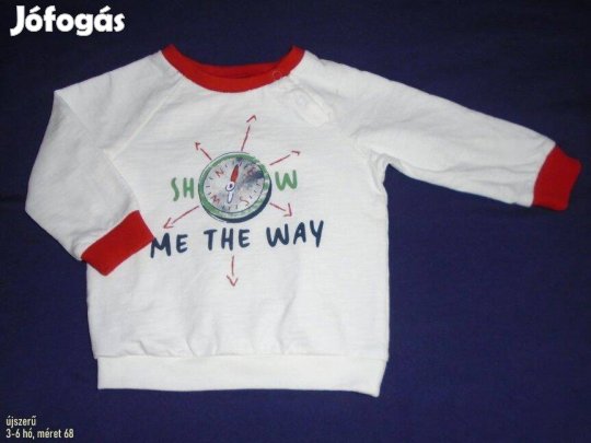Újszerű iránytű mintás pulóver 3-6 hó (méret 68)