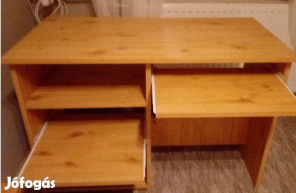 Újszerű íróasztal számítógépasztal 2cm-es bútorlap kihúzható polcok
