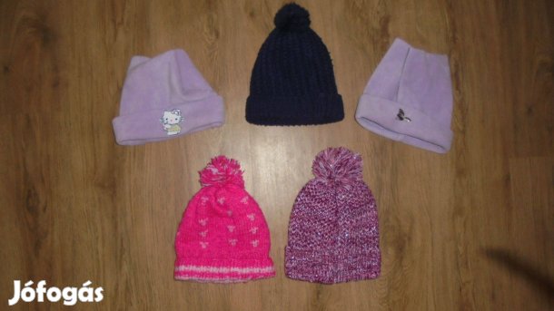Újszerű kislány kisfiú gyermek kötött vagy polár téli sapka 6 - 8 év