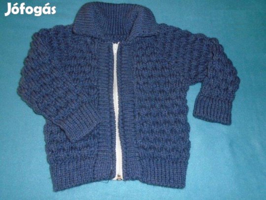 Újszerű kötött pulóver cipzáras kardigán 2 évesre (méret 92) kék