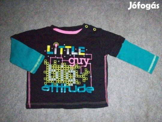 Újszerű mintás és feliratos hosszú ujjú felső 6-9 hó (méret 74)