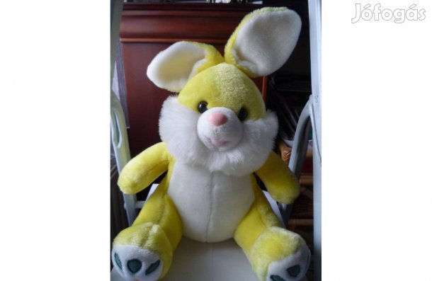 Újszerű nagyméretű sárga fehér színű plüss nyúl gyerekjáték