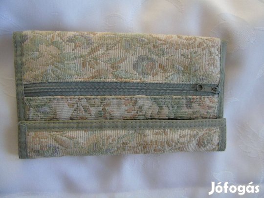 Újszerű nagyméretű tépőzáras mintás vászon irattárca,pénztárca