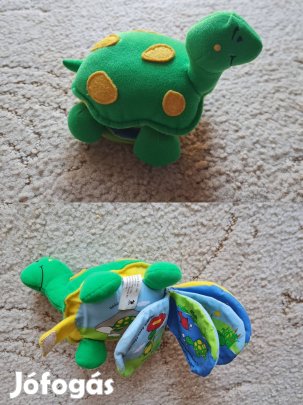 Újszerű plüss teknős textil mesekönyvvel 