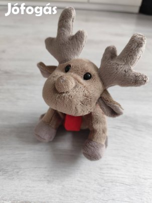 Újszerű rénszarvas, szarvas plüss játék figura, plüss állat