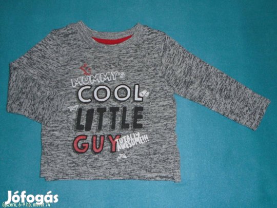 Újszerű szürke és feliratos hosszú ujjú felső 6-9 hó (méret 74)