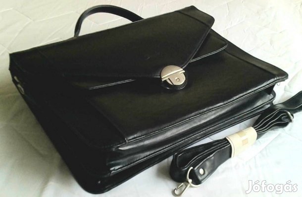 Újszerű valódi bőr Sanchez fekete aktatáska 38 x 28