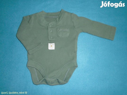 Újszerű zöld színű hosszú ujjú body újszülöttre (méret 50)