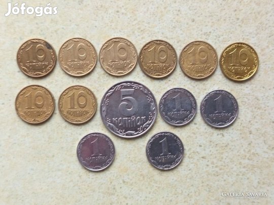 Ukrajna 13 db Különböző Érme 1,5,10 Kopijok Kopejka 1992-2022
