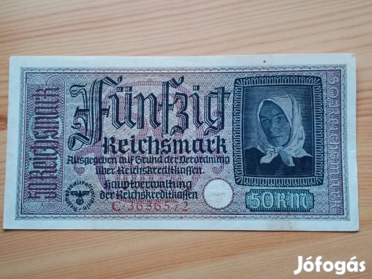 Ukrán megszált területen Német Birodalmi 50 márka II.VH 1942