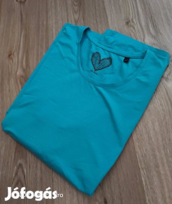 Ulla Popken türkiz strech pamut női póló XL-XXL