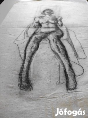Ülő akt, szénrajz 