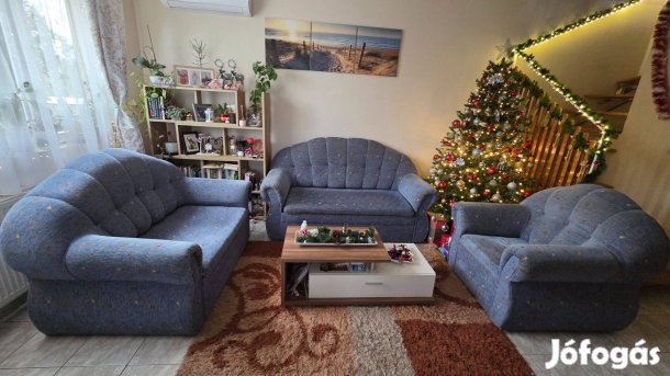 Ülőgarnitúra, ágyneműtartós, ággyá alakítható, 3-2-1 elosztású