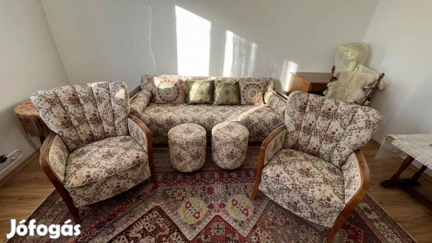 Ülőgarnitúra eladó kanapé + 2 fotel + 2 puff