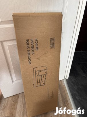 Ülős fehér/szürke cipős szekrény