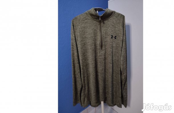Under Armour eredeti sötétzöld cipzáras nyakú hosszú ujjú felső (L)