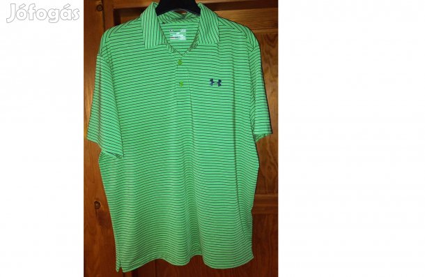 Under Armour galléros zöld csíkos eredeti L-es póló (45.)