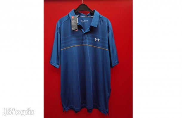 Under Armour kék eredeti, új, címkés galléros póló (2XL)