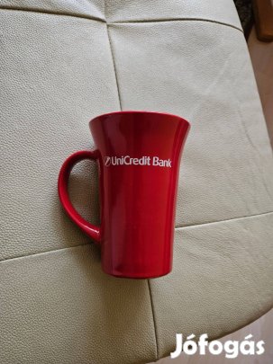 Unicredit piros bögre kerámia porcelán bögre Hibátlan 3dl