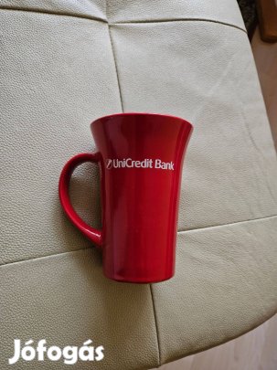 Unicredit piros bögre kerámia porcelán bögre Hibátlan 3dl