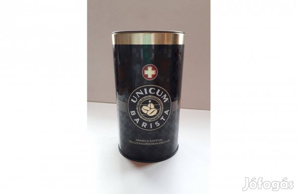 Unicum Barista kerek fém doboz új tiszta hibátlan 20*11 cm