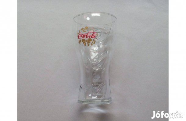 Ünnepi coca-cola üvegpohár, arany masnival * Limitált kiadás * 1 db