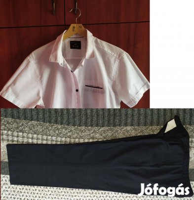 Ünneplős ruha szett (fehér ing + fekete nadrág) L méret Új