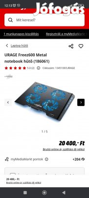 Urage laptop hűtő 