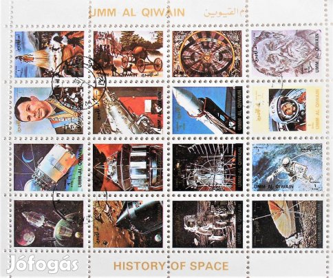 Űrhajózás története mini bélyeg blokk UMM AL Qiwain Egyesült Arab Emir