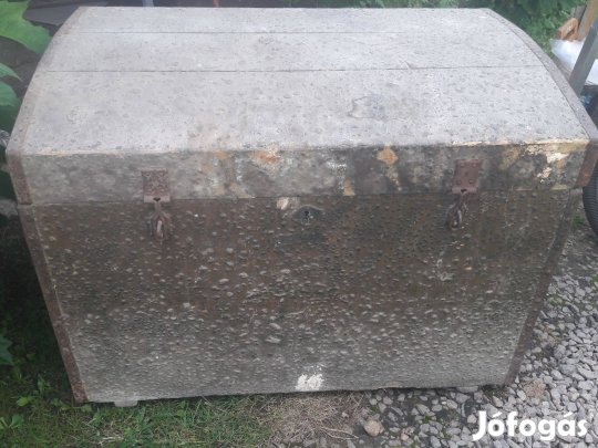 Utazóláda, fa láda, fenyőfa láda, 100 éves körül