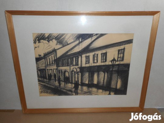 Utca részlet házakkal - Tóth Pál grafikustól