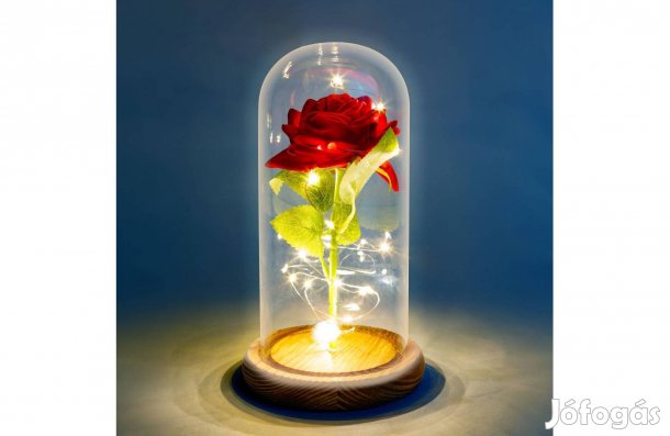 Üveg Boroszilikát búrás Örökrózsa LED-del - 11.5 x 22 cm