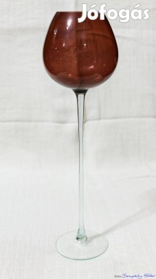 Üveg, fújt, extrém hosszú szárú, 69-50-290 mm méretű pohár, eladó