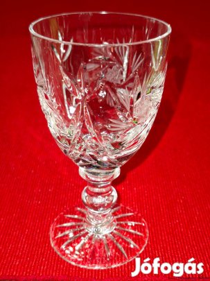 Üveg, ólomkristály, csizolt, száron gömbbel, 50-55-105 mm méretű pohár