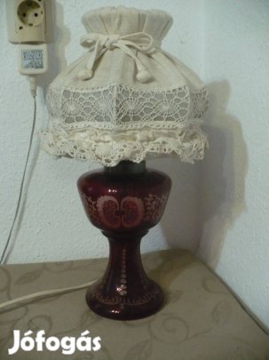 Üveg aljjal cuki ernyővel asztali lámpa