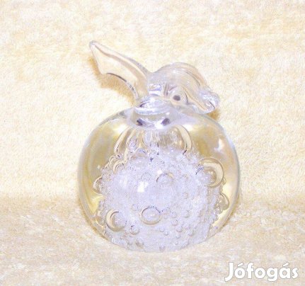 Üveg alma levélnehezék, dísztárgy