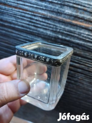 Üveg antikolt edény talán tolltartó